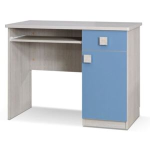 TENUS íróasztal, 76x100x50 cm, santana tölgy/kék