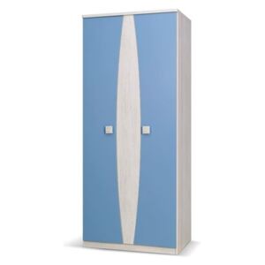 TENUS 2D szekrény, 193x80x50 cm, santana tölgy/kék