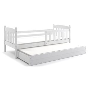 KUBUS 2 gyerek ágy + ajándék matrac + ágyrács, 90x200 cm, fehér, fehér