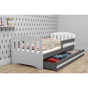 Dětská postel CLASSIC + ÚP + matrace + rošt ZDARMA, 80x160, bílý, grafitová