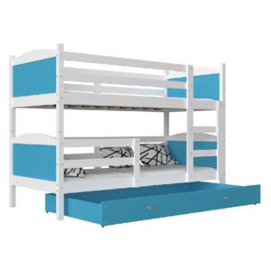 MATYAS emeletes ágy, 184x80 cm, fehér/kék