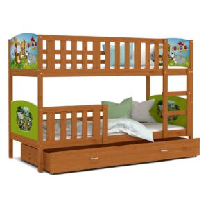TAMI gyerek ágy színes mintákkal, 190x80 cm, kétoldalas minta, éger/minta alsó 23, felső 24