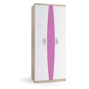 TENUS II SZ2D szekrény, sonoma tölgy/fehér, rózsaszín