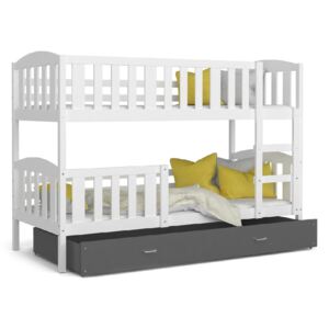 KUBUS COLOR gyerek ágy + ajándék matrac + ágyrács, fehér/szürke, 184x80 cm