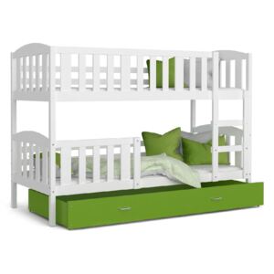 KUBUS COLOR gyerek ágy + ajándék matrac + ágyrács, fehér/zöld, 184x80 cm