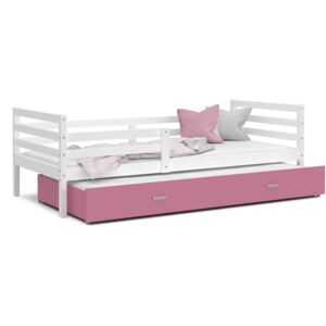 Dětská postel JACEK P2 color, 184x80, bílá/růžová