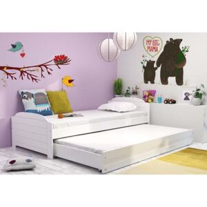 LILI 2 gyerek ágy pótággyal + ajándék matrac + ágyrács, 90x200, fehér+fehér