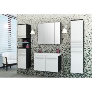 AURA fürdőszoba összeállítás + mosdó, fekete/magasfényű fehér