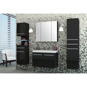 AURA fürdőszoba összeállítás + mosdó, fekete/magasfényű fekete