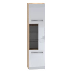 ANTIL D40SL fürdőszoba szekrény, 40x160x33,4, magasfényű fehér/sonoma tölgy