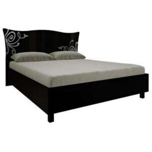 BOGEMA francia ágy + ágyrács, 160x200, magasfényű fekete
