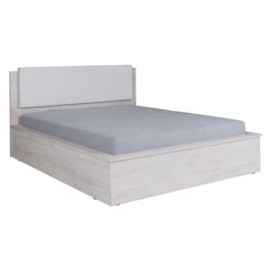 DENVER francia ágy + ágyrács, 160x200, fehér tölgy/fehér