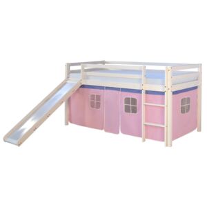 Csúszdás galériás ágykeret, 90x200 cm, rózsaszín - AGE TENDRE