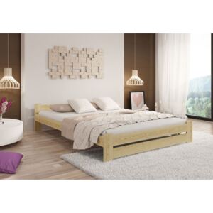 EURO ágy matraccal és ágyráccsal, 90x200 cm, natúr-lakk