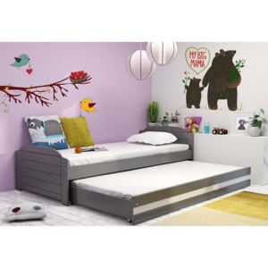 LILI P2 gyerek ágy pótággyal + ajándék matrac + ágyrács, 90x200, grafit+fehér