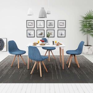 Öt darabos étkezőasztal és szék szett fehér és kék