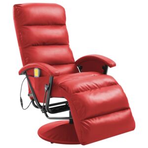 Piros dönthető, masszírozó műbőr TV-fotel