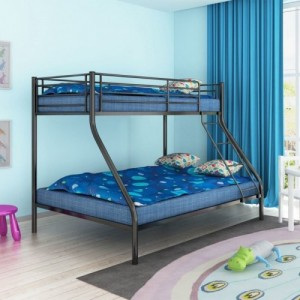 200x140/200x90 cm fém emeletes gyerek ágy fekete