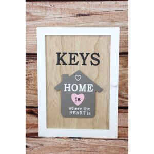 Fa kulcstartó szekrény "HOME IS WHEREWER THE HEART IS" (21x29x6cm) - vidékies stílusú