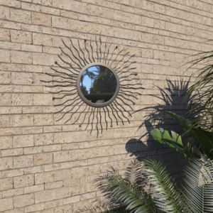 Fekete kerti falitükör napsütésszerű dizájnnal 60 cm