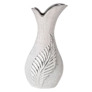 Kerámia váza TIAGO 14x10x30 cm (váza ezüst levéllel)