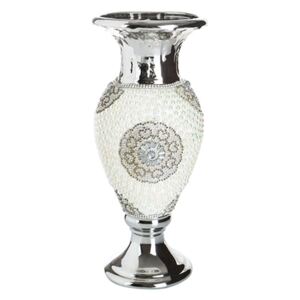 Kerámia váza gyöngyökkel SWAN 11x10x28 cm (váza glamour)