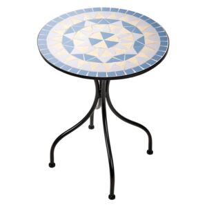 PALAZZO mozaikos asztal kék/krémszín, Ø 55 cm