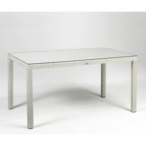 Sylt kerti műrattan asztal 80x145 cm mosott fehér színű