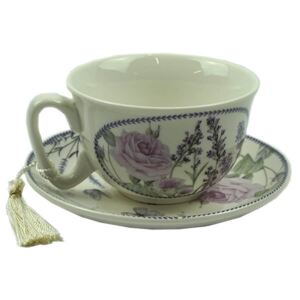 Levendulás - virágos porcelán csésze aljjal díszdobozban