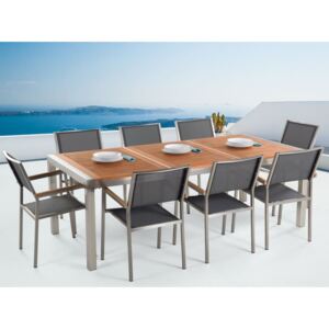 Beliani Modern kerti bútor szett mahagónifa lapos 220x100 cm nagy asztallal és