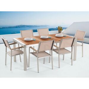 Beliani Modern kerti bútor szett mahagónifa lapos 180x90 cm nagy asztallal és