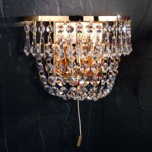 Sheraton kristály fali lámpa, arany, 16 cm, 2xE14