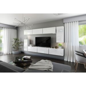 ELPASO 3 nappali fal + LED, fehér/fehér magasfényű