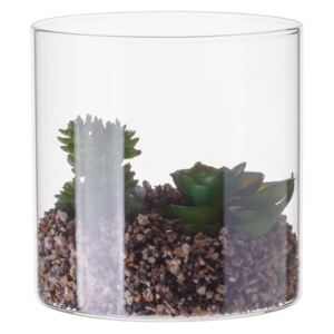 S-art - Kerek váza dekorációs növényekkel - S-Art 10 cm (593610)
