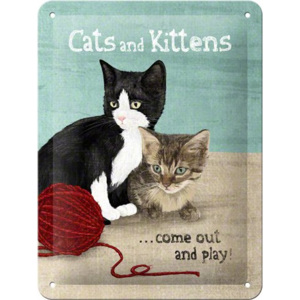 Nostalgic Art Fémplakát: Cats and Kittens - 20x15 cm