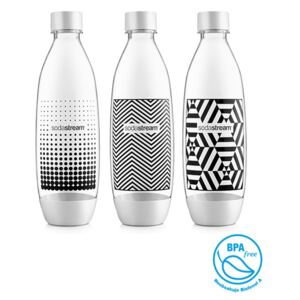 Sodastream Bottle Fuse 9 dl-es 3 darab nyomásálló műanyag palack - fekete-fehér
