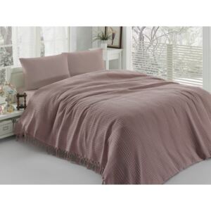 Pique barnás rózsaszín ágytakaró, 220 x 240 cm