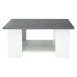 Square fehér konferencia asztal beton dekoros lappal, 89 x 89 cm - Symbiosis