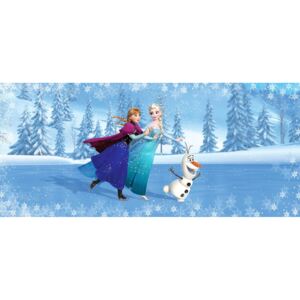 Buvu Vlies fotótapéta: Frozen, Jégvarázs Anna, Elsa, Olaf (panoráma) - 202x90 cm
