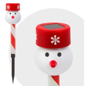 Led-es szolár lámpa (hóember, piros kalap)