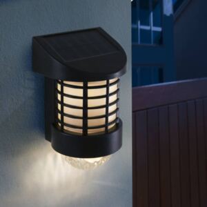 LED-es szolár fali lámpa (melegfehér, fekete, műanyag)