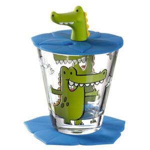 BAMBINI pohár fedővel és alátéttel, Krokodil - Leonardo