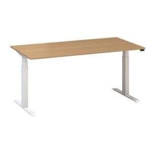 Alfa Up állítható magasságú irodai asztal fehér lábazattal, 160 x 80 x 61,5-127,5 cm, vadkörte mintázat