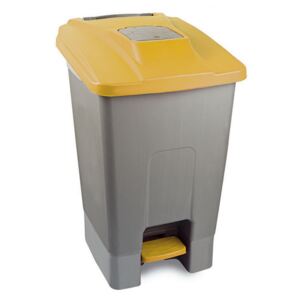 Szelektív hulladékgyűjtő konténer, műanyag, pedálos, sárga, 100L