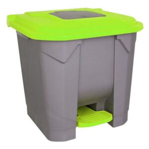 Szelektív hulladékgyűjtő konténer, műanyag, pedálos, zöld, 30L