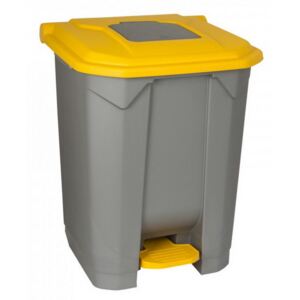 Szelektív hulladékgyűjtő konténer, műanyag, pedálos, sárga, 50L