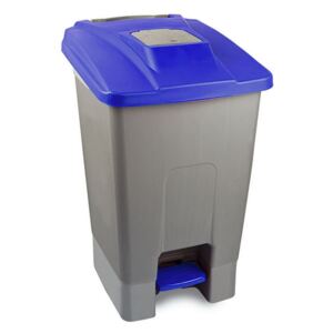 Szelektív hulladékgyűjtő konténer, műanyag, pedálos, kék, 100L