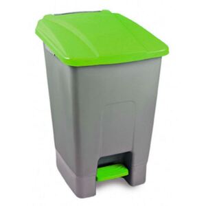 Szelektív hulladékgyűjtő konténer, műanyag, pedálos, zöld, 70L