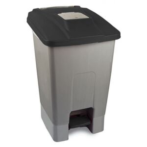 Szelektív hulladékgyűjtő konténer, műanyag, pedálos, fekete, 100L