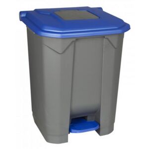 Szelektív hulladékgyűjtő konténer, műanyag, pedálos, kék, 50L